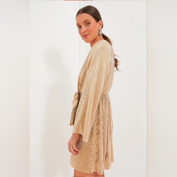 NWOT Bell-Sleeved Goldie Mini Dress Size XS Gold Color by Hyacinth House - Picture 9 of 10